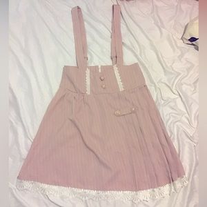 Kawaii pink high waisted skirt with suspenders